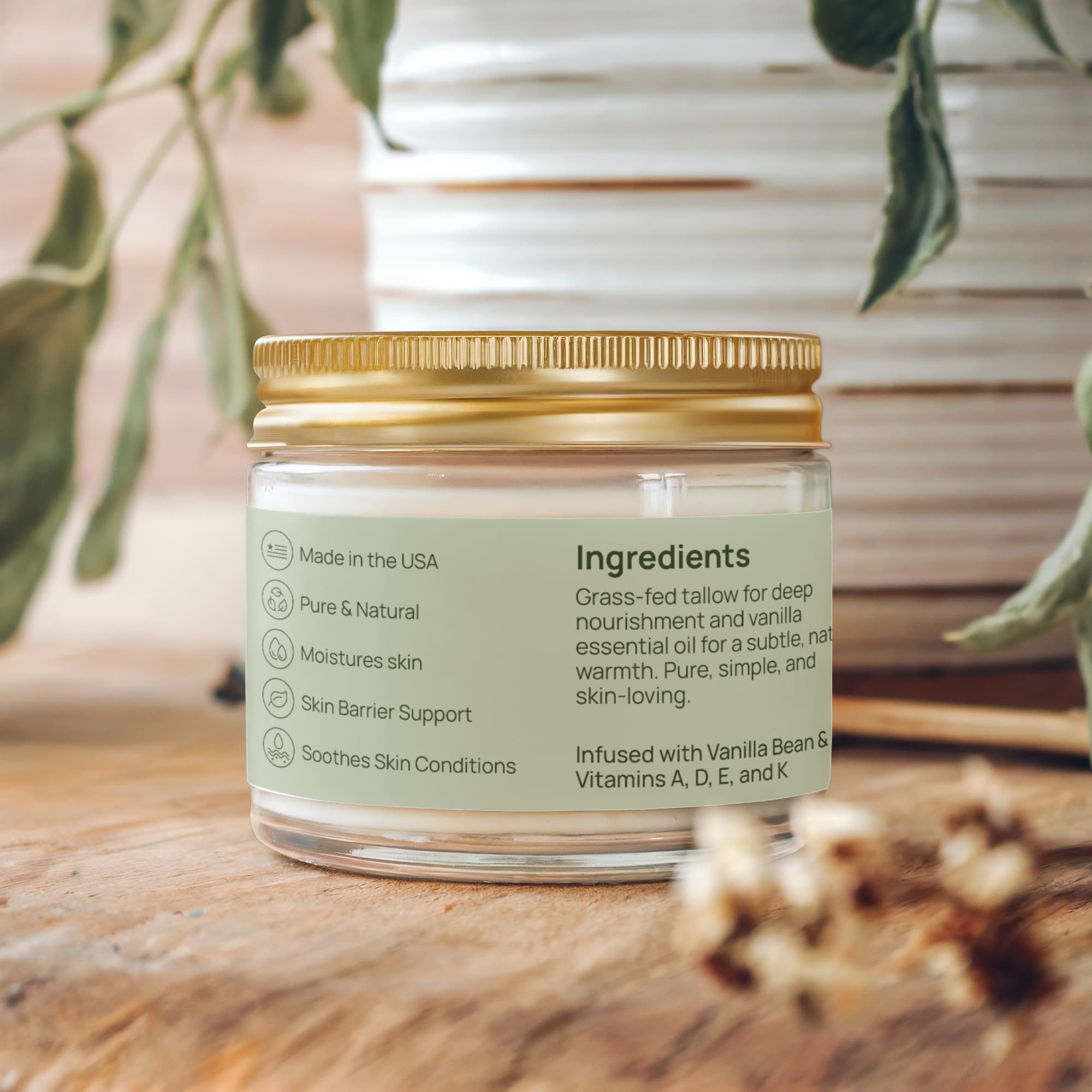 Whipped Grass-Fed Tallow Balm with Vanilla Bean